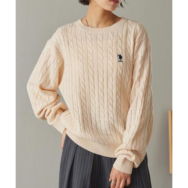 ニット セーター U.S. POLO ASSN. /ユーエスポロアッスン 別注ワンポイント刺繍　ケー...