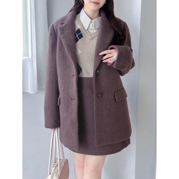 ジャケット テーラードジャケット 「WEB限定カラーあり」ヘアリーミドルジャケット レディース