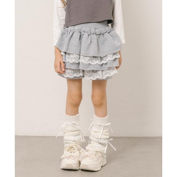 パンツ 「ふわもち軽やか素材」レースツーティアフリルショートパンツ キッズ 子供服 女の子