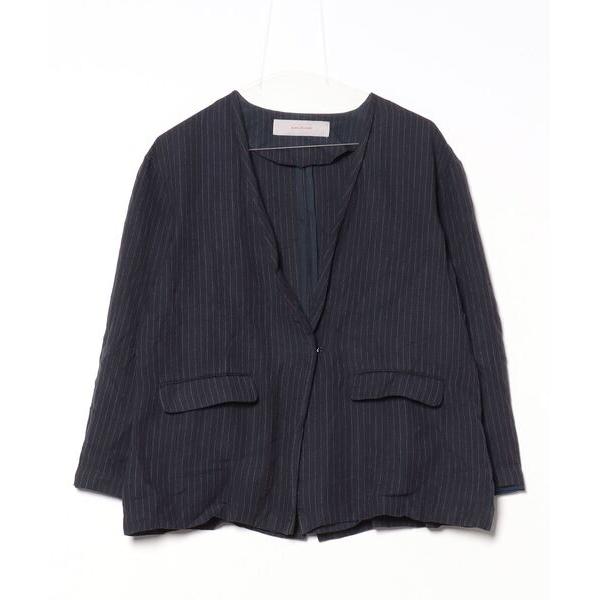 「JOURNAL STANDARD」 ノーカラージャケット FREE ネイビー レディース