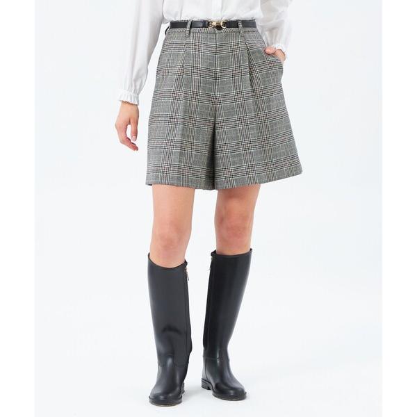 パンツ チェックツイードハーフパンツ レディース