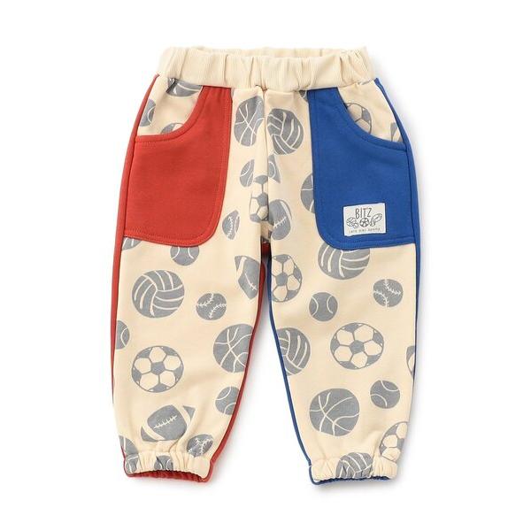 パンツ 「セットアップ可」ワッペン付き色んなボール総柄ジョガーパンツ キッズ 子供服 男の子 女の子