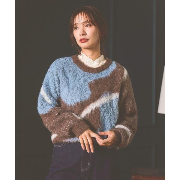 ニット セーター 「WEB限定」ニュアンスラインジャガードニットプルオーバー 494923 レディー...