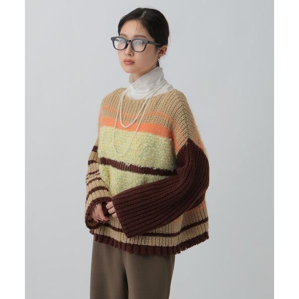 ニット セーター 3ゲージクレイジーパターンプルオーバー　595634 レディース