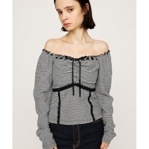 tシャツ PLAID RIBBON CUT TOPS プレイド リボン カット トップス 秋服 冬服 レディース