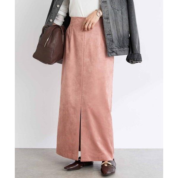 スカート 「すっきり見えが叶う」ブラッシュドクロスIラインスカート