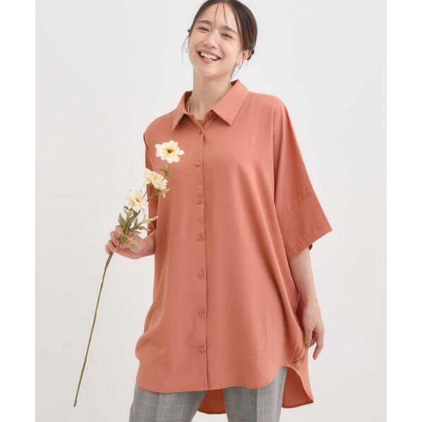 チュニック 「S-LL/ひんやり」肌離れよくサラサラタッチが癖になる バックギャザーチュニック