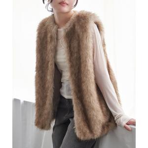 ベスト ジレ シャギーファーベスト レディース