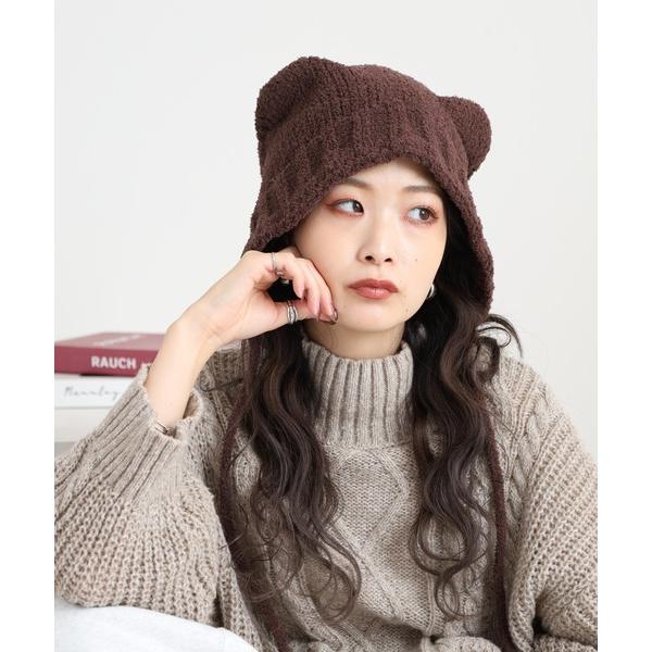 ニット帽 ニットキャップ マイクロファイバー素材 アニマル くまワッチ レディース
