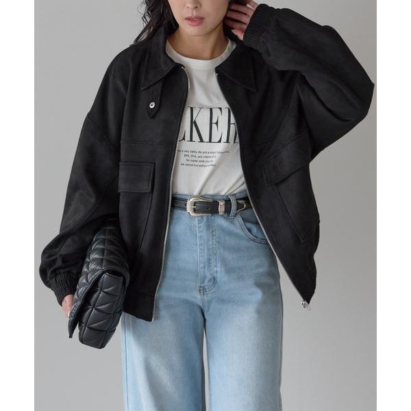 ブルゾン アウター 2wayカラー　スウェードポンチフライトジャケット レディース