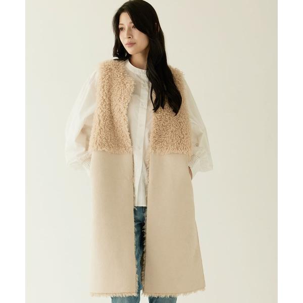 ベスト ジレ ファーベスト エコファー リバーシブル ロングベスト レディース