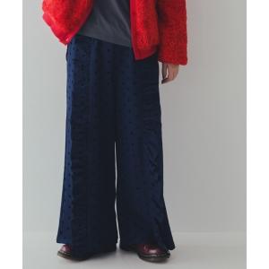 パンツ フロッキードットフリルワイドパンツ レディース
