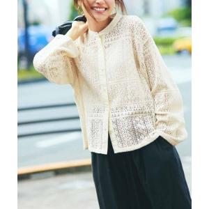 ブラウス シャツ リブ　イン　コンフォート　トレンドライクな　綿混素材のレースシャツ レディース