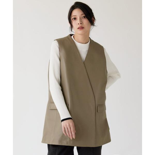 ベスト ジレ シープスキンレザーベスト ダブル仕立て レディース