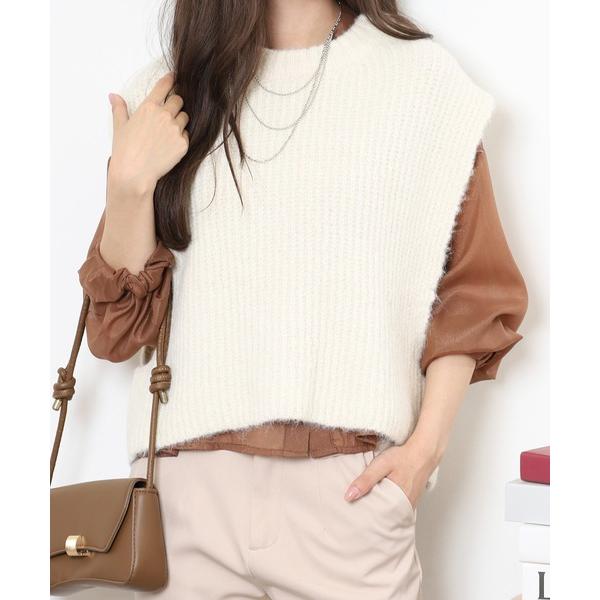 ベスト ジレ ショート丈ニットベスト レディース