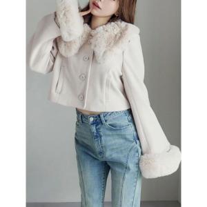コート アウター フェイクファーカラージャケット レディース