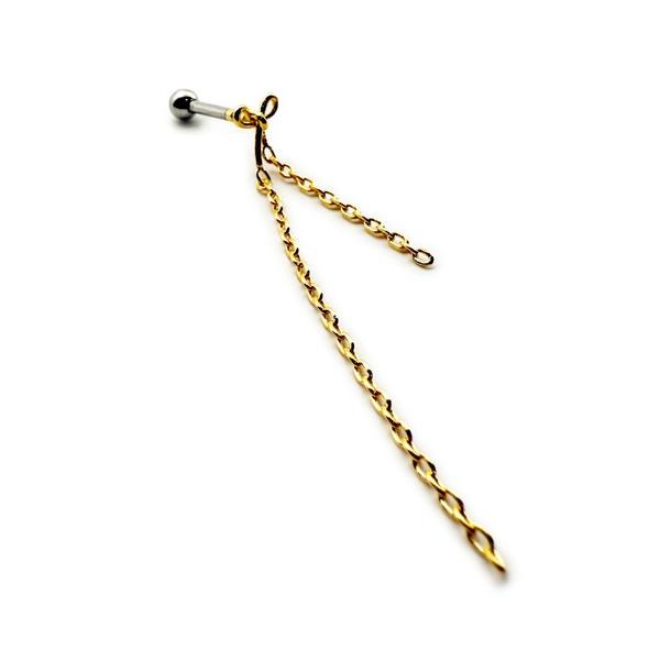 ピアス KISHOKACHI 希少価値 チェーン＆リボンバーベルボディーピアス 16ゲージ レディー...