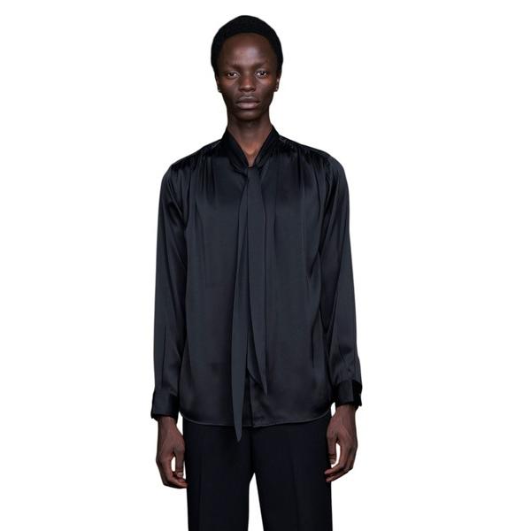 シャツ Vintage Satin Gather Ribbon SH メンズ