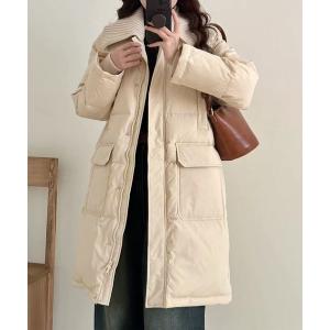 ダウンコート ダウンジャケット ニット衿ロングダウンコート レディース