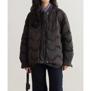 ダウンコート ダウンジャケット もこもこキルトノーカラーダウンジャケット レディース