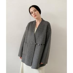 ノーカラーコート コート DECADE CLASSIC ノーカラーリバーウールコート レディース