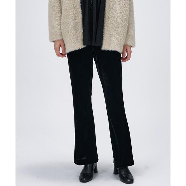パンツ 「手洗い可」ベロアセミフレアパンツ レディース