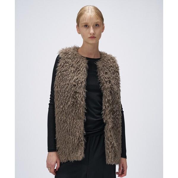 ベスト ジレ 「手洗い可」フェイクファージレ レディース