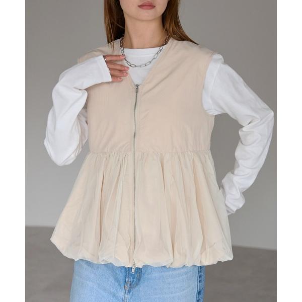 ベスト ジレ チュールバルーンベスト レディース