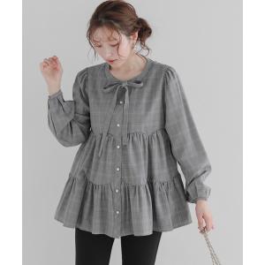 ブラウス シャツ グレンチェックティアードブラウス レディース