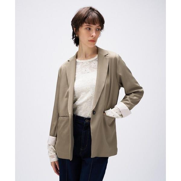 ジャケット テーラードジャケット 「セットアップ／手洗い可」ポイントカラーテーラードジャケット レデ...