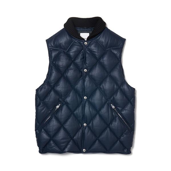 ダウンジャケット ダウン DIAMOND QUILT LAMB LEATHER DOWN VEST ...