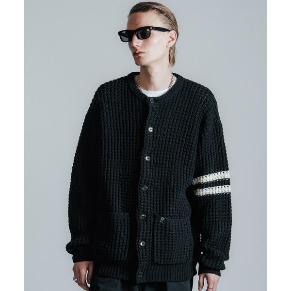 セーター ニット BIG WAFFLE BORDER KNIT CARDIGAN メンズ