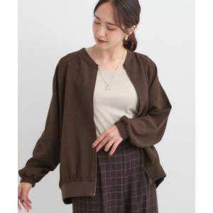 ブルゾン アウター 「洗濯機可/S-LL」さっと羽織れる 軽量リブブルゾン レディース