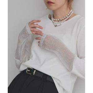 tシャツ 袖切替ラメシアー レース アソートトップス レディース