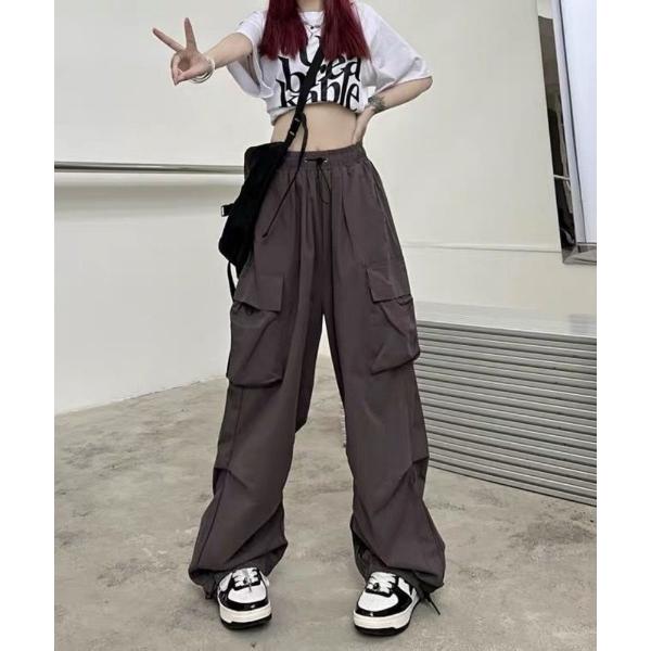 カーゴパンツ ドローコードデザイン ルーズシルエット ワイドカーゴパンツ レディース