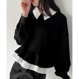 トレーナー スウェット フリルレイヤードスウェット レディース