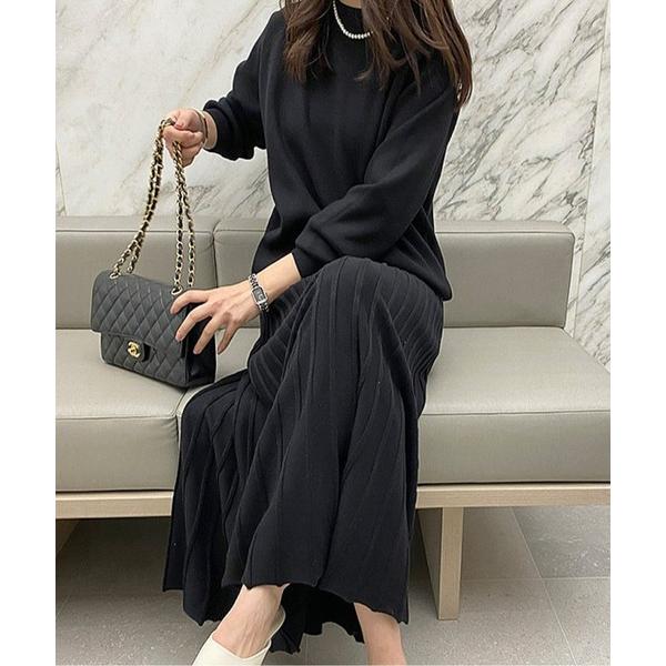 ワンピース プリーツスカート風 ニットセットアップ