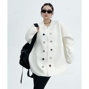 ニット セーター 韓国ファッション ボタンデザインダブルジップニット レディース メンズ