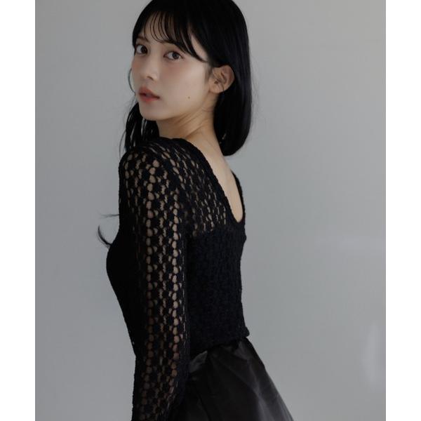 tシャツ 「2WAY仕様」カットレースシアーロンＴ/レイヤードにも レディース