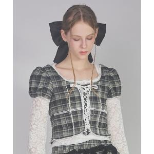 ブラウス シャツ チェックレーストップス レディース