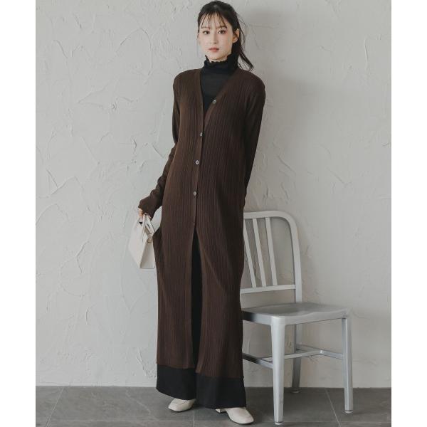 カーディガン 高身長　ランダムリブロング丈ニットカーディガン（トールサイズ）Essenave レディ...