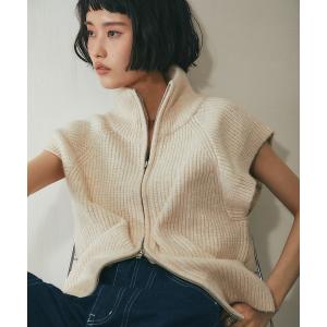 ベスト ジレ ダブルジッパーニットベスト レディース