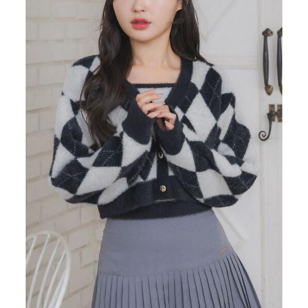 ニット セーター アーガイルシャギーNTSET レディース