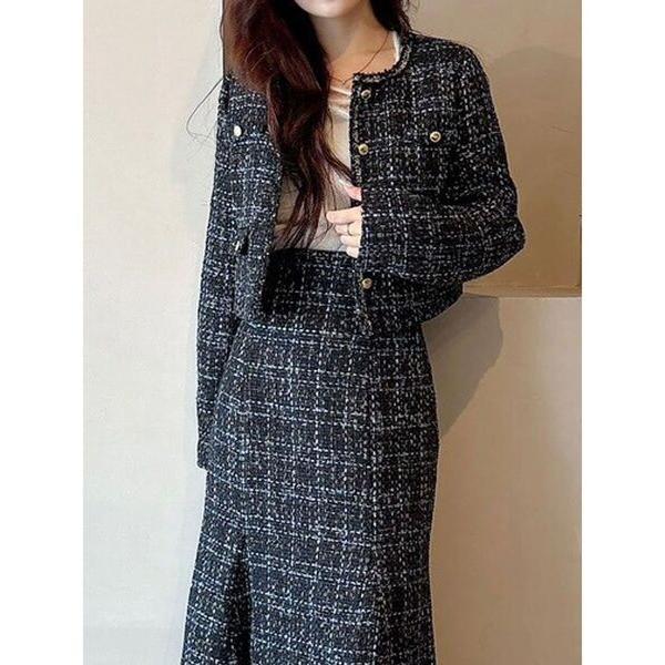 ジャケット ノーカラージャケット オリジナルツイードノーカラージャケット レディース