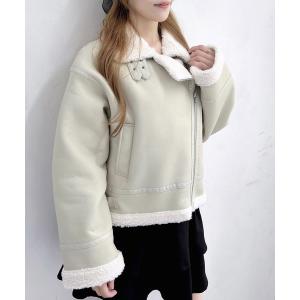 ムートンコート ボアコート クロップド丈フライトジャケット レディース