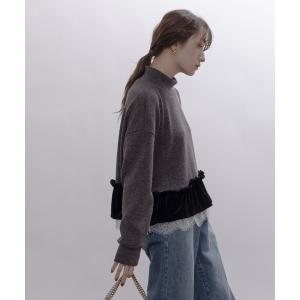 ベロアフリルハイネックトップス レディース