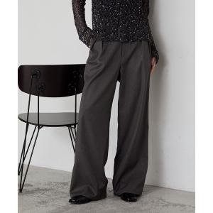 スラックス パンツ 「forksy.」ダブルタックワイドスラックスパンツ「セットアップ対応」 レディース