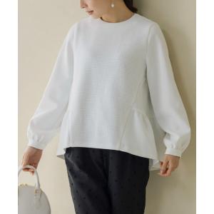 tシャツ ご自宅でお洗濯可能/日本製「SONO/ソーノ」「エアリーワッフル」バックティアードハイブリッドプルオーバー レディース