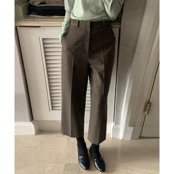 ワイドパンツ スラックス パンツ サイドポケットセンタープレスパンツ レディース
