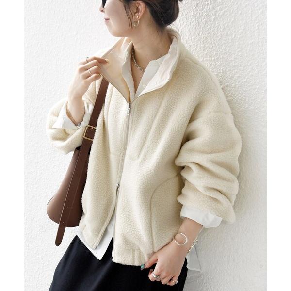 ブルゾン アウター SHIPS any: ナイロン × ボア リバーシブル スタンドカラー ショート...